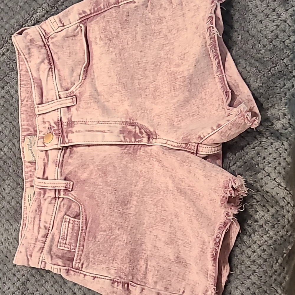 LIKE NEW,  pink acid wash cut off shorts, "high rise midi"